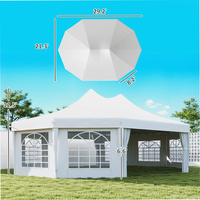 Très grande tente pour événement, tente de fête à baldaquin avec protection contre les rayons UV et fenêtres cathédrale pour les rassemblements extérieurs
