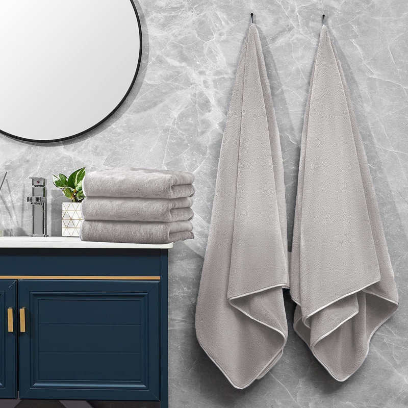 Ensemble de 5 serviettes de bain - Serviettes très absorbantes pour la salle de bain, 2 serviettes de bain, 3 serviettes à main