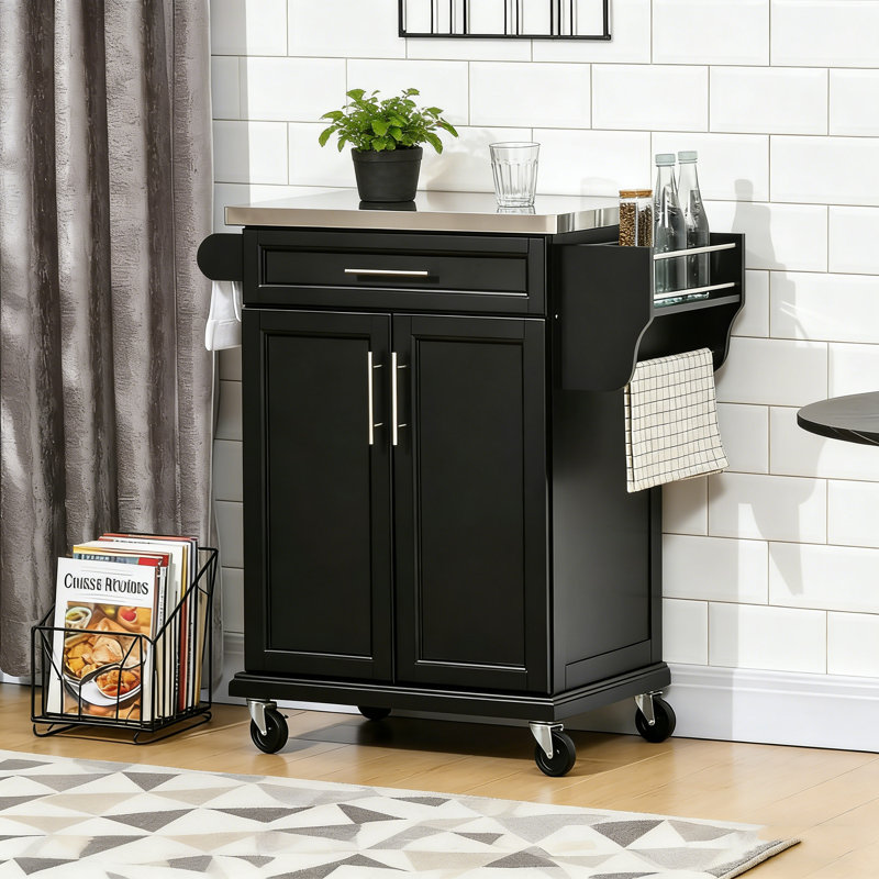 Rolling Kitchen Cart with Stainless Steel Top - Thumbnail 2