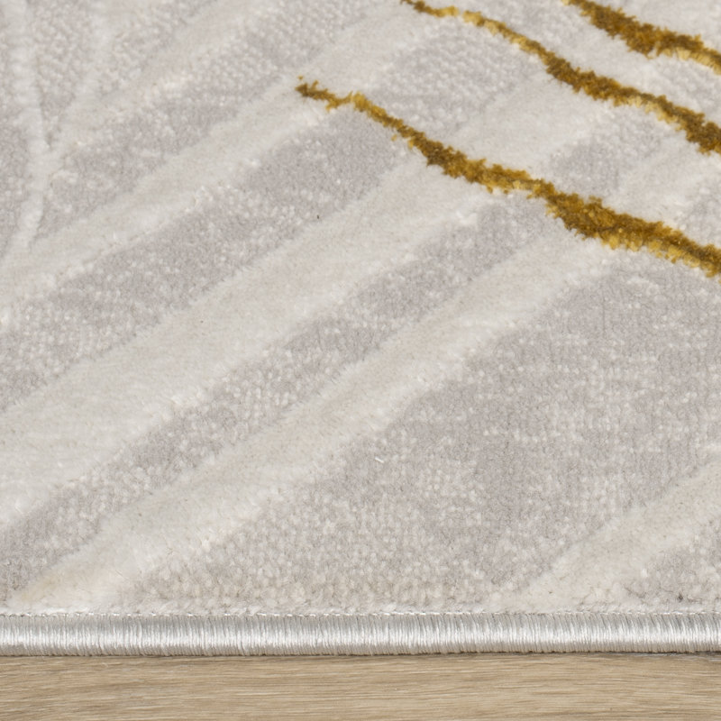 Modern Area Rug for Living Room with Palm Leaf Design, Rectangle 5'3" x 7'7"