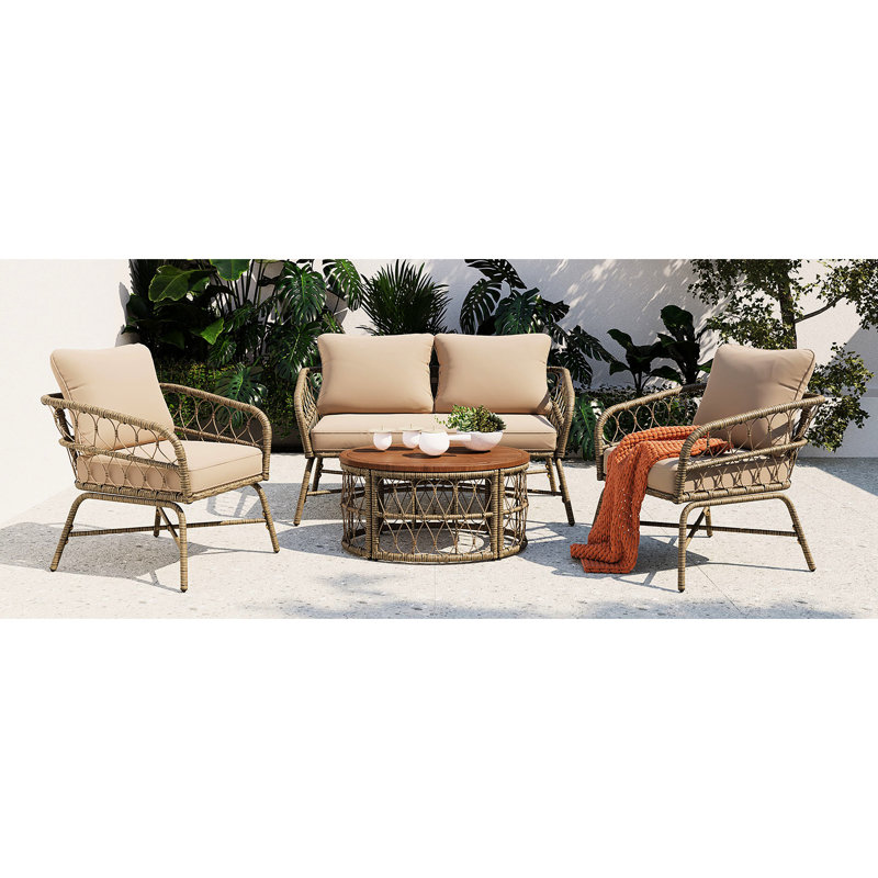 Mobilier de patio avec des vibrations modernes et des housses de coussin, sièges de table de style ovale