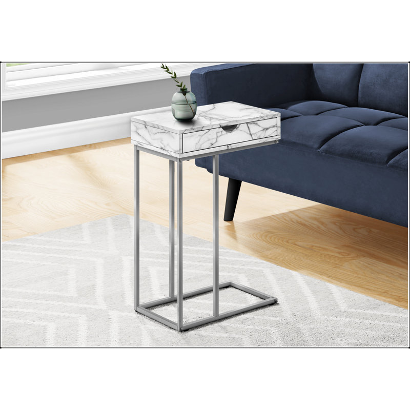 Table d'appoint en forme de C avec tiroir de rangement pour le salon et la chambre à coucher, design élégant et fonctionnel