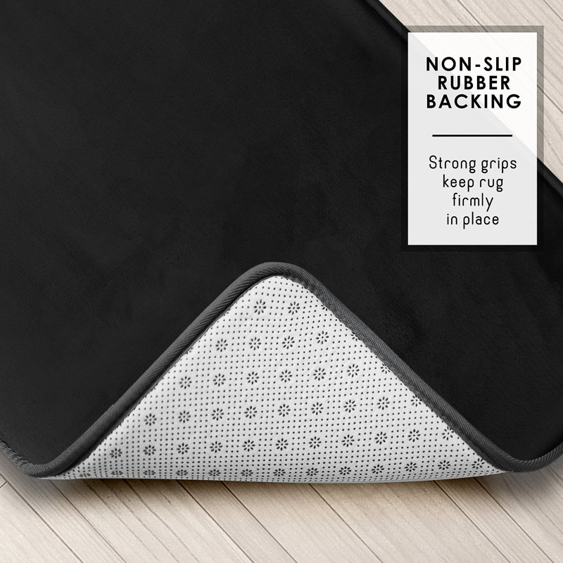 Aighan 3 Piece Ultra Soft and Absorbent Memory Foam Bath Rug Set with Non-Slip Backing, Black