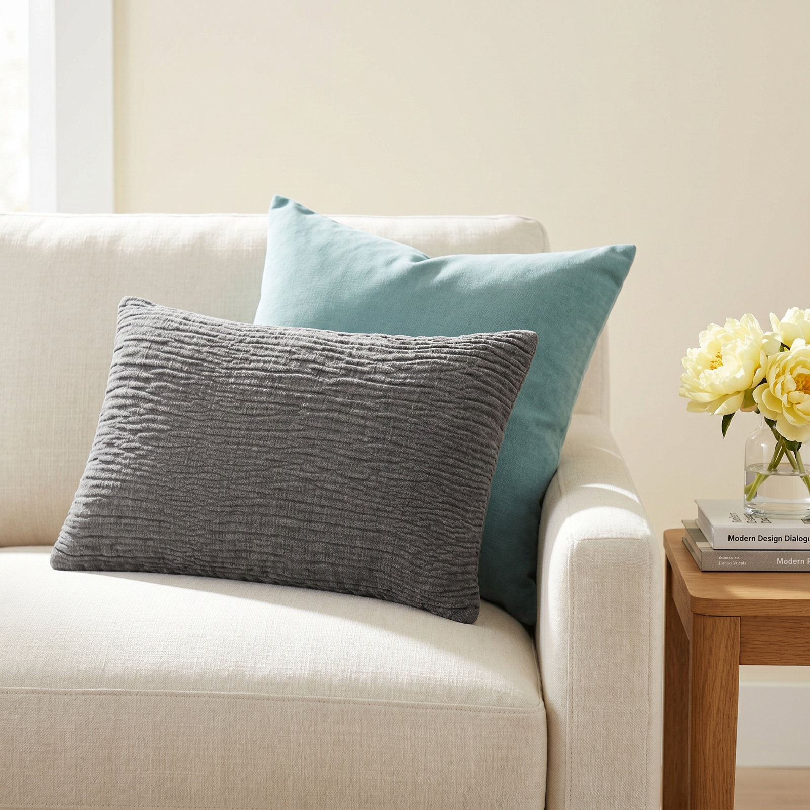 Edan Throw Pillow, Down, Charcoal, 13" x 21"