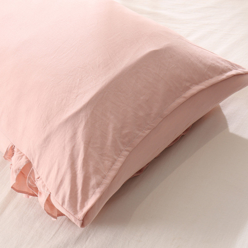 Pink Body Pillow Case, Chic Ruffle Pillow Sham, 20x54 inches, French Country Vintage Ruffled Pillowcase 1 Pack, Soft Washed Microfiber