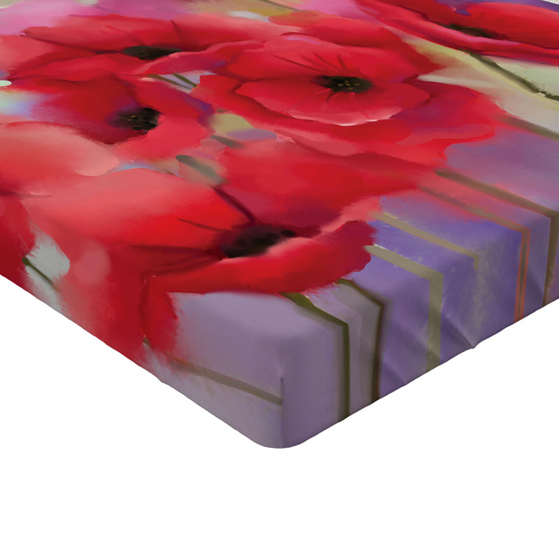 Ensemble de 2 draps-housses Ambesonne Poppy, Drap-housse simple très long