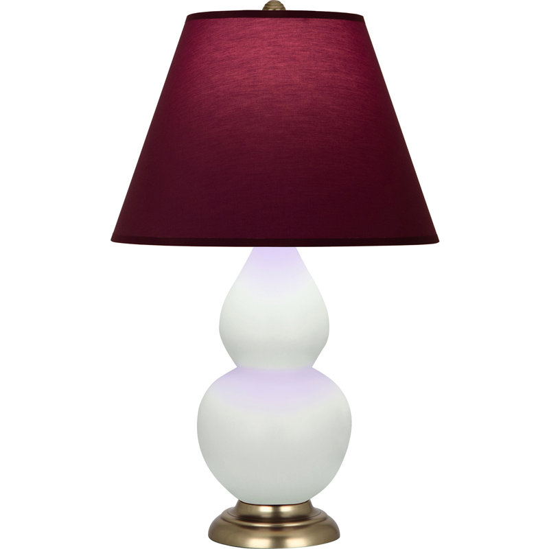 Petite lampe d'appoint à double gourde, Vert clair / laiton, Prune / lavande, H 22,75 po x l 6 po x P 15 po