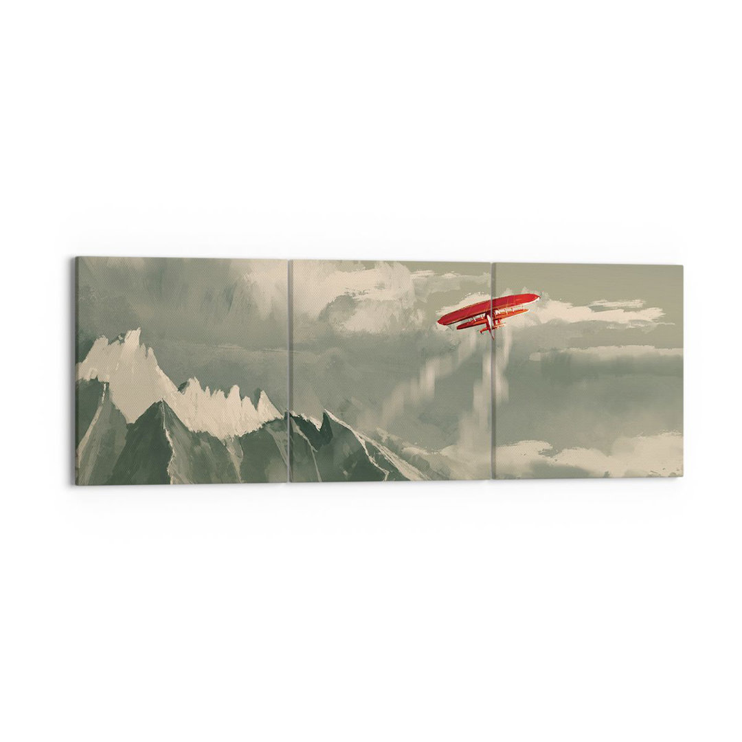 3-tlg. Leinwandbilder-Set Red Plane Mountains