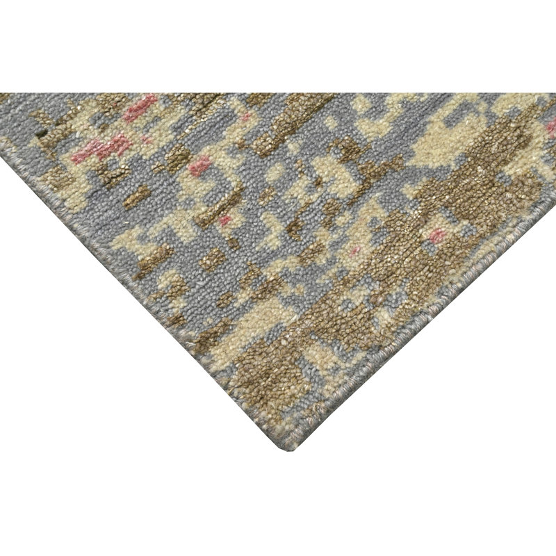 High-Quality Hand-Knotted Silver And Pink Area Rug