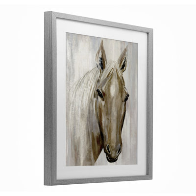 Golden Horse, reproduction sous verre encadrée, conception par Hannah Dawson