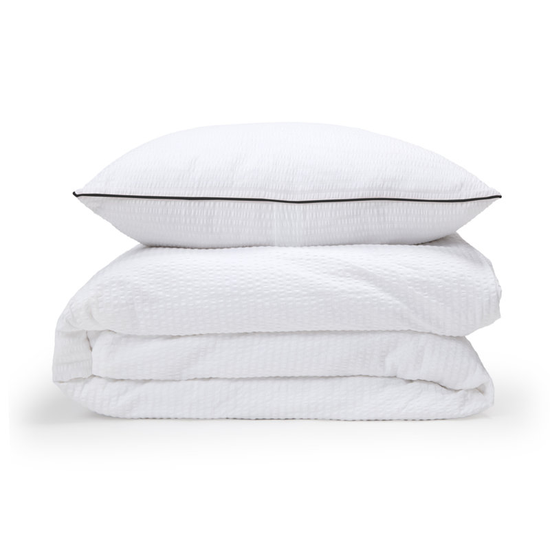 Ensemble de housse de couette en coton Emily, Blanc / noir, Housse de couette simple + 1 taie décorative stan