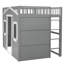 Lit mezzanine double gris et blanc avec structure en bois massif pour une ambiance chaleureuse dans une chambre à coucher de gris et de blanc, stable en pin-1859933917-1859933919