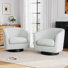 Upholstered Swivel Barrel Chair With Solid Wood Base