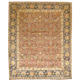 Hand Knotted Wool Area Rug in Red And Blue