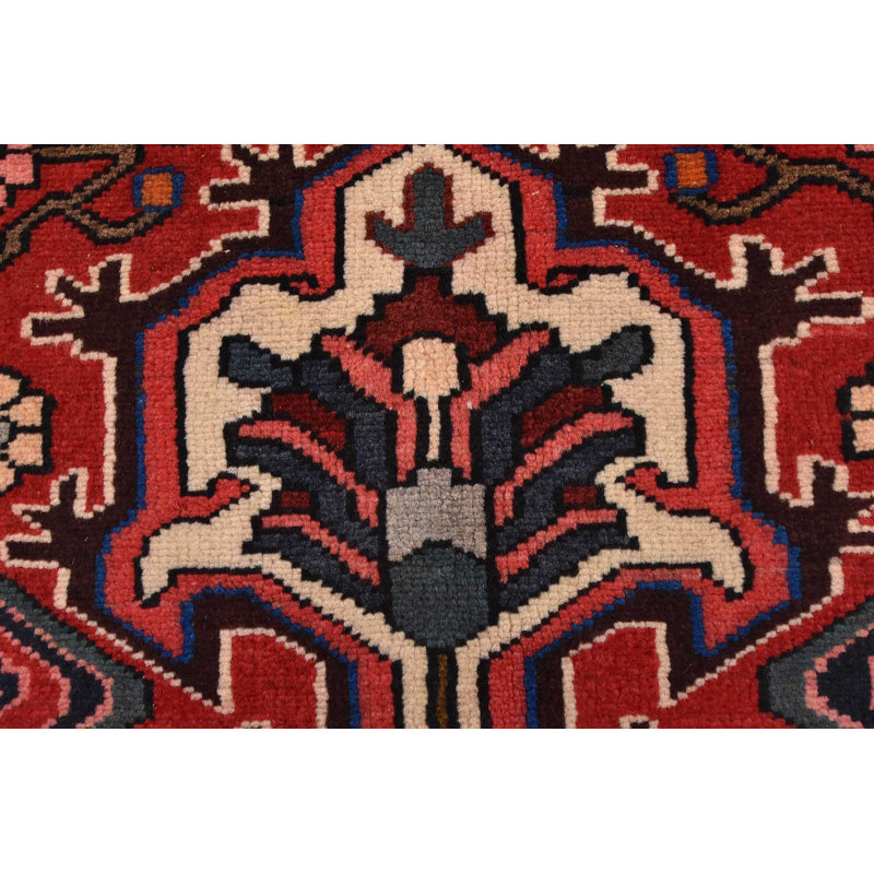 Tapis rouge en laine des années 70 7 pi 1 po x 9 pi 9 po Faidon