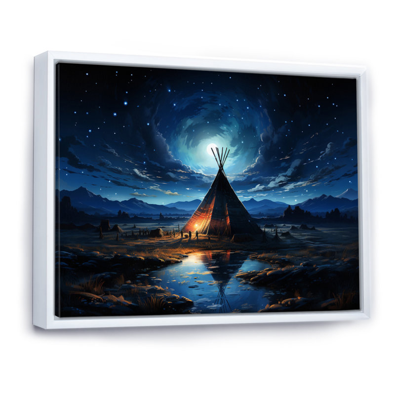 Native Tipi Luminous Gateway To The Spirit I - impression, Cadre flottant blanc, H 12 po x l 20 po x P 1 po