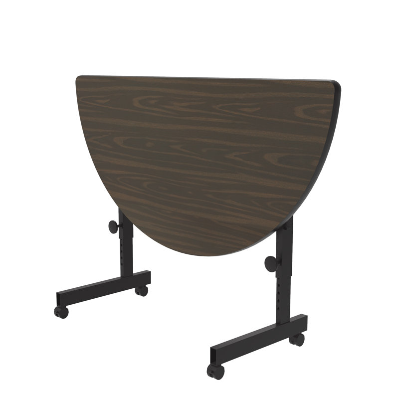 Half-circle 3 Person Height Adjustable Flip Top 48'' L Modular Training Table with Casters