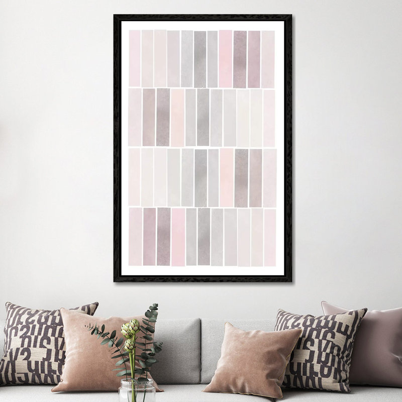 Blush Tone Watercolour 1 Piece Wall Art on Canvas, 152.4cm H x 101.6cm W x 3.81cm D, Black Floater Framed