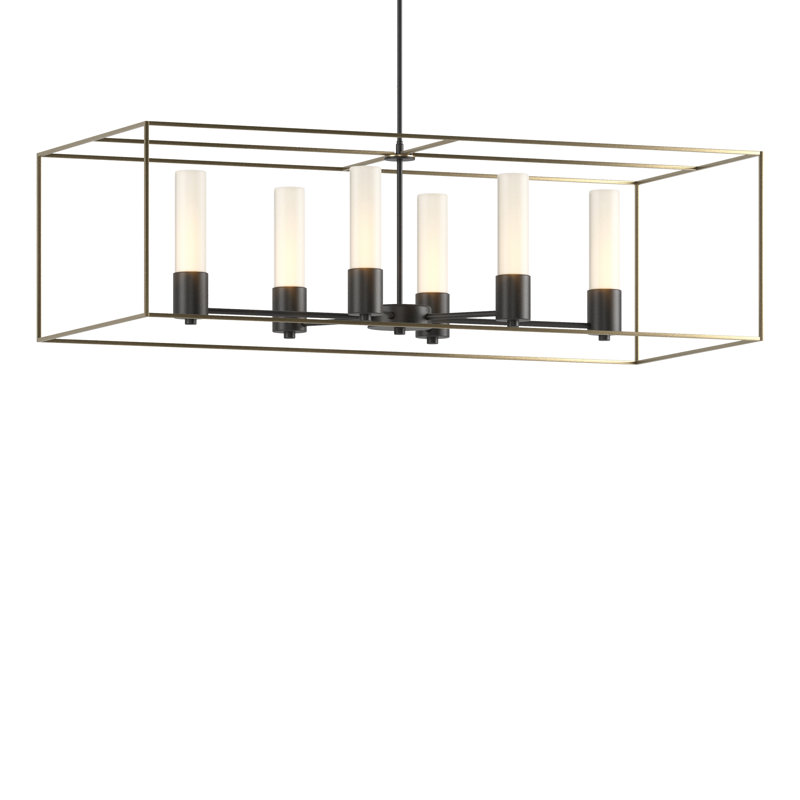 Portico 6 - Light Kitchen Island Linear Pendant, Opal, Black, Soft Gold