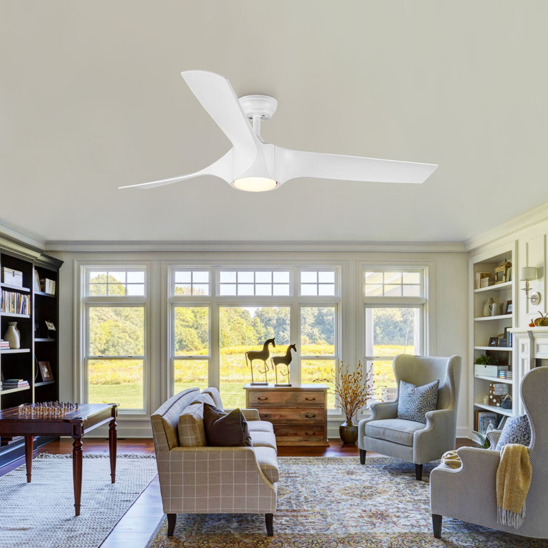 Ventilateur de plafond à 56 pales DEL 56 po avec télécommande et ensemble d'éclairage inclus Deroy, Blanc