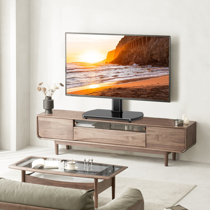 Universal Swivel TV Stand for 27-50 55 60 Inch TVs |Glass Base