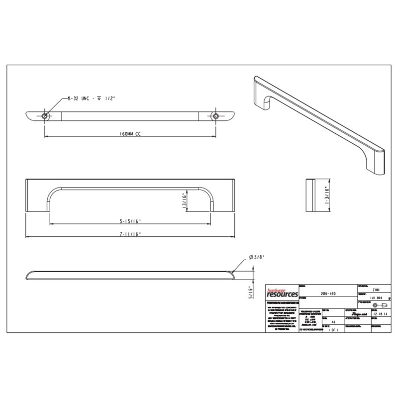 Leyton Bar Pull, Brushed Pewter, 5 1/6"