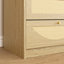 Commode 9 tiroirs à finition naturelle avec façade en rotin, large commode en panneau de particules, armoire de rangement moderne pour le salon de la chambre à coucher, structure robuste et grande capacité