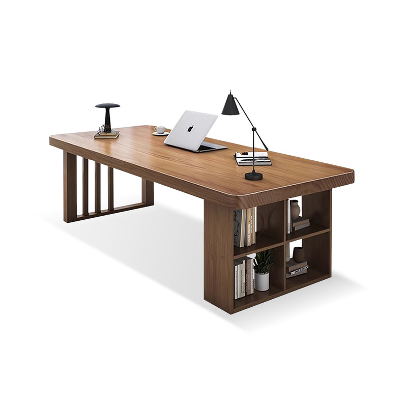 Bureau rectangulaire en bois massif brun noisette, H 29,53 po x l 62,99 po x P 27,56 po