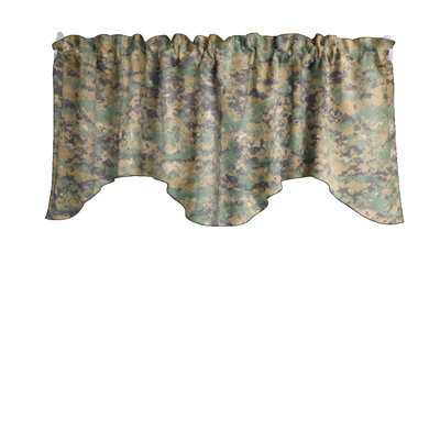 Cotton Blend Camouflage Scalloped Window Valance