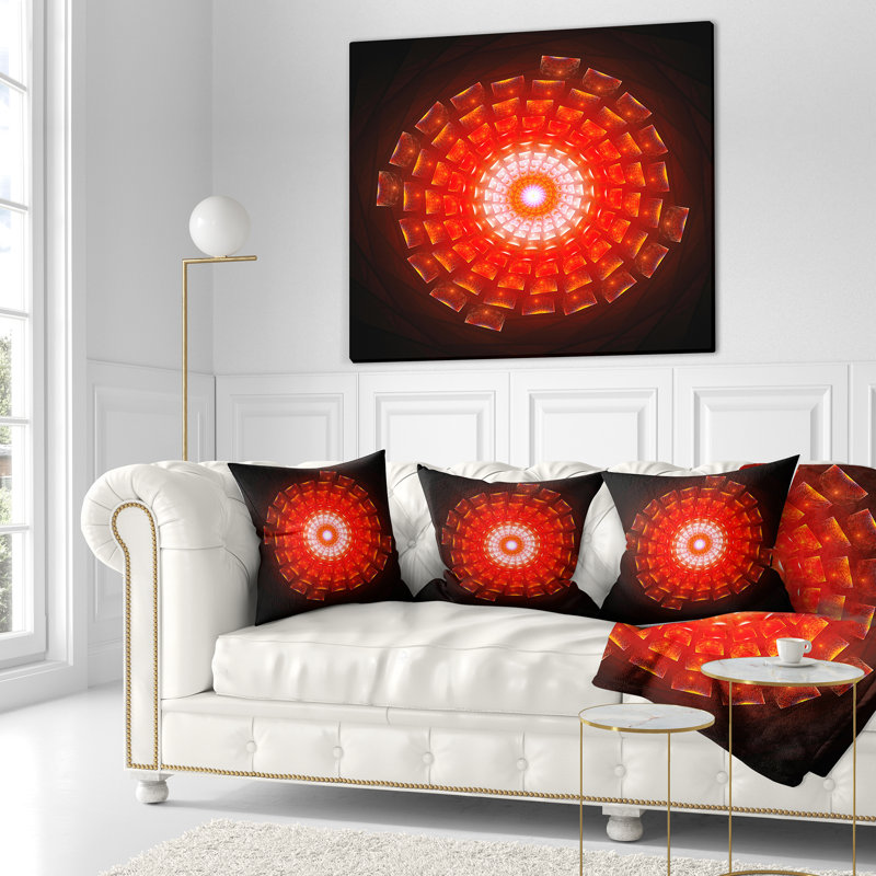 Circulaire Vortex Broken Particles - coussin à imprimé floral, 16 po x 1 po, Coussin décoratif