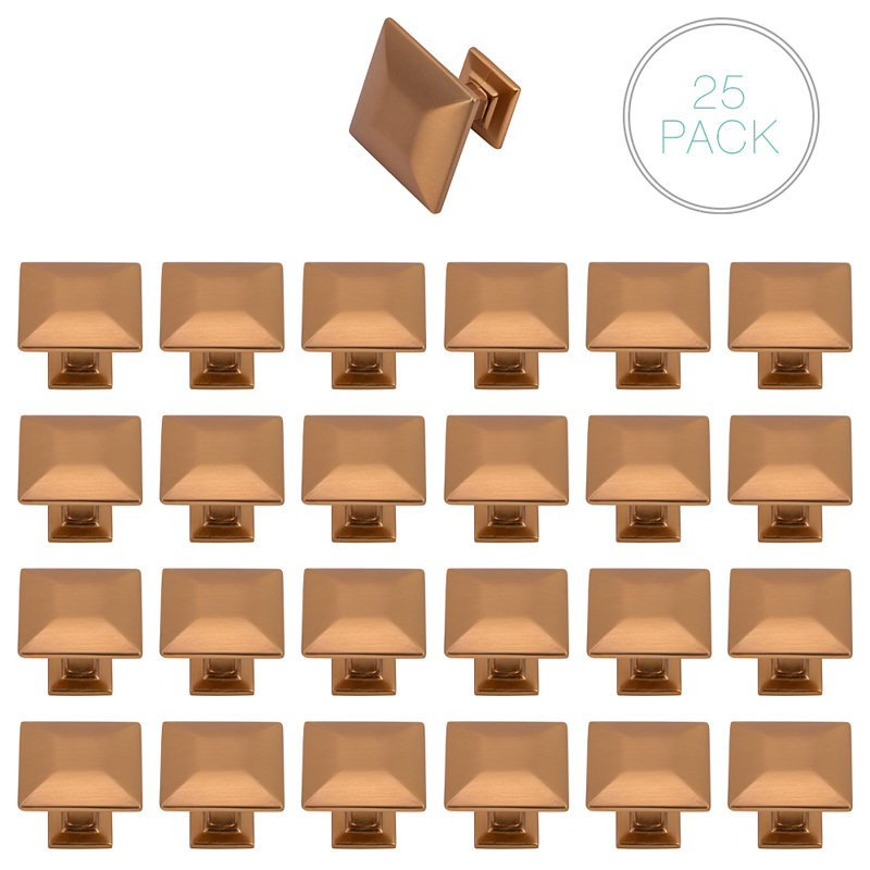1 3/16" Length Square Knob Multipack, Champagne Bronze