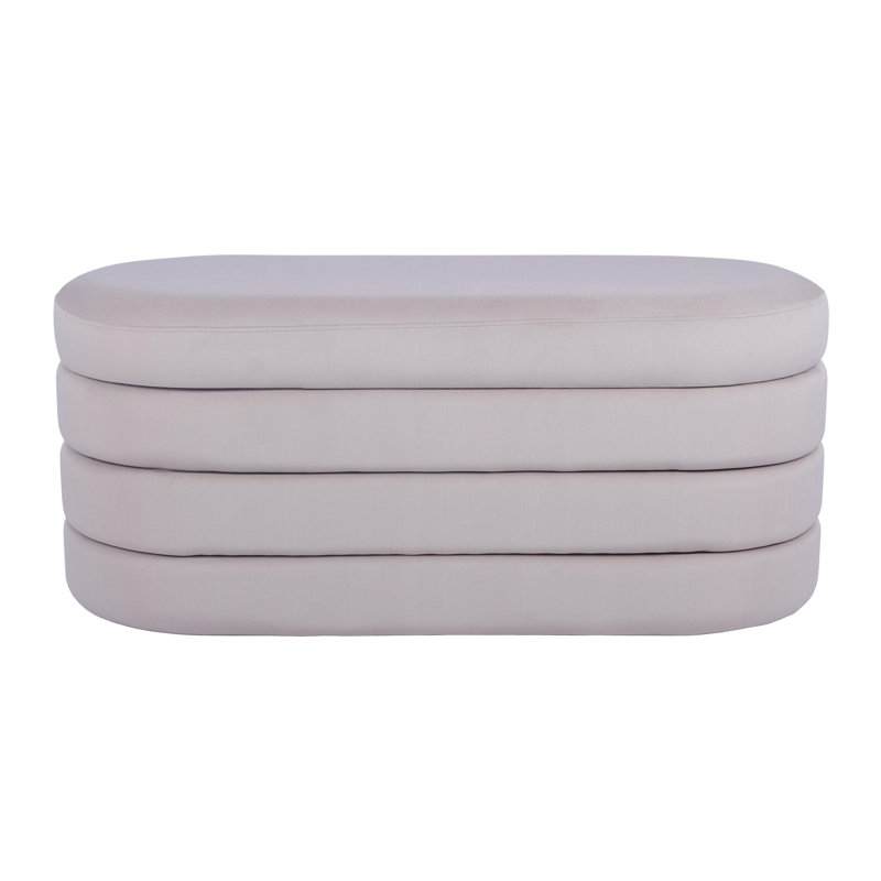 Banc avec rangement en velours taupe