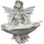 Statue d'ange féerique de jardin multifonctionnelle en résine avec plateau en forme de feuille, mangeoire à oiseaux et plateau décoratif pour une utilisation intérieure et extérieure