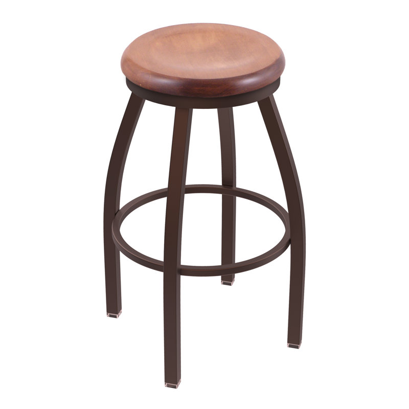 802 Misha Swivel Bar Stool, Bronze, Medium Maple, Bar Stool (30" Seat Height)