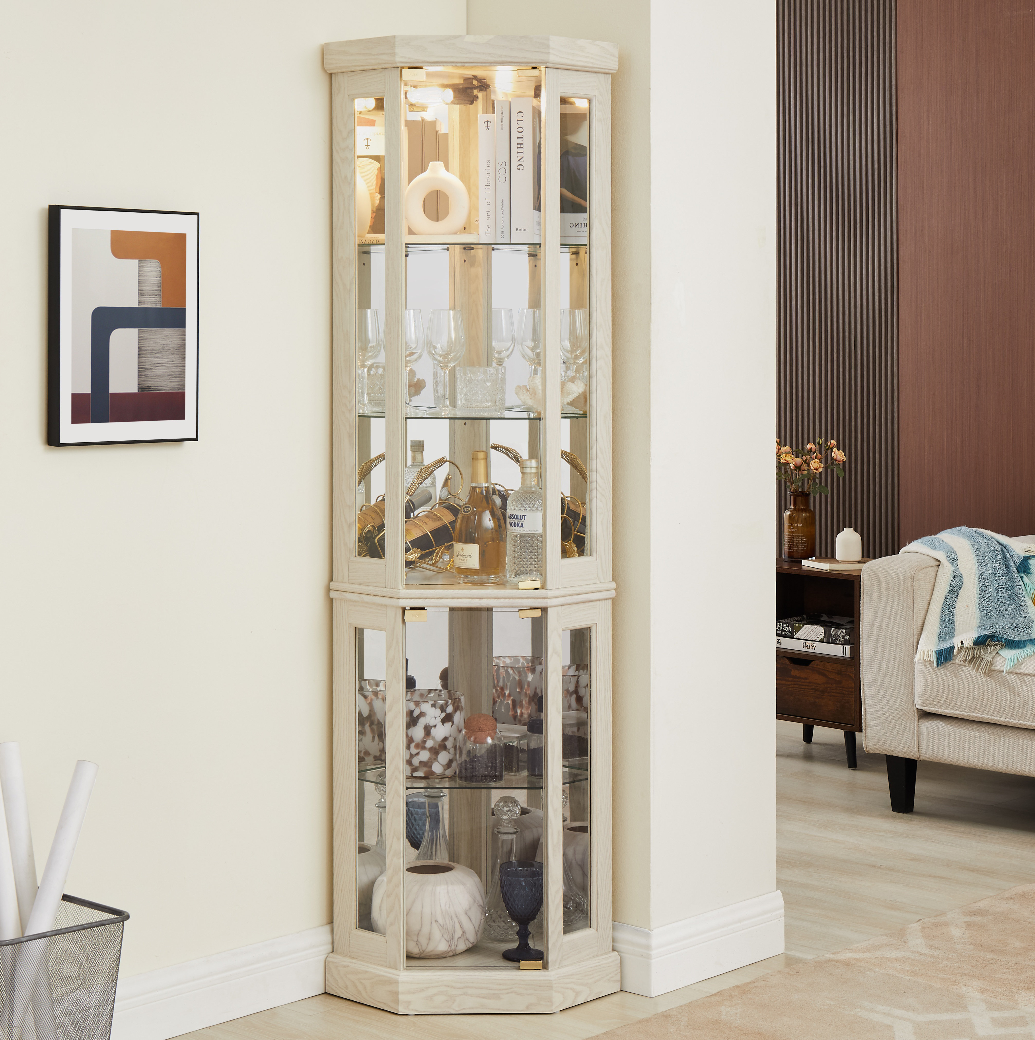 Lark Manor Corner antique cabinet Corner drop glass cabinet, display cabinet living room ...