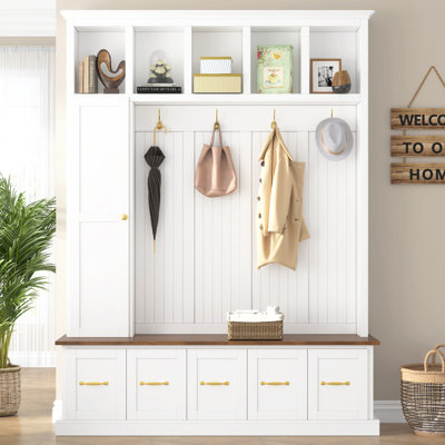 Hall Tree 59" Wide With Bench And Storage