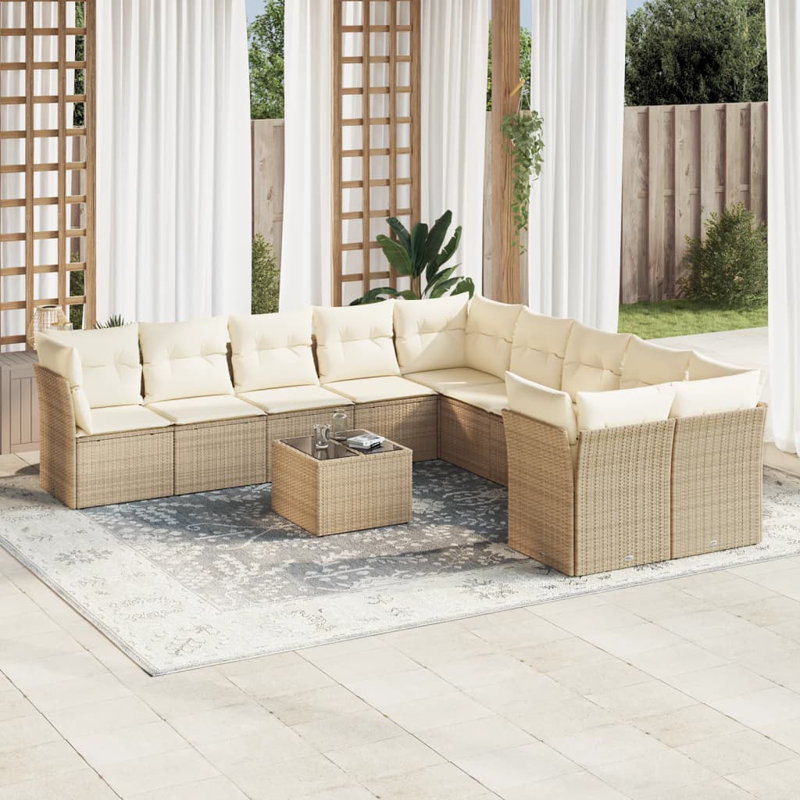 Vidaxl Garden Sofa Set Beige, Cream