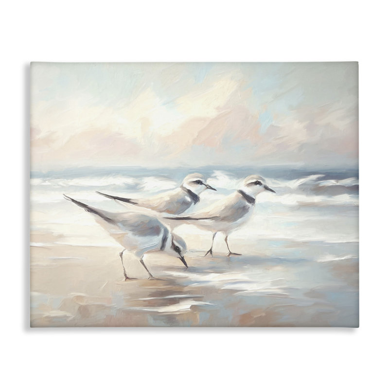 Baie avec oiseaux de plage, art mural par Ramona Murdock, H 40 po x l 30 po