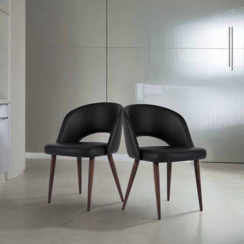 Rukayah Pu Leather Dining Chair, Black Faux Leather
