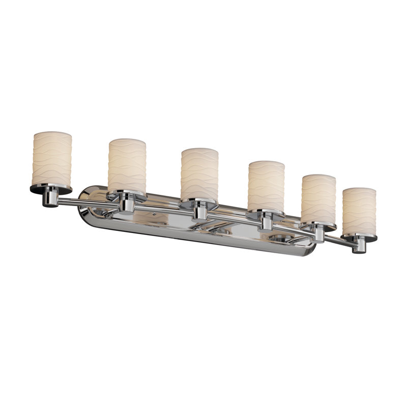 Éclairage pour salle de bain cylindrique à 6 lumières Jaoquim, Chrome poli, Plis