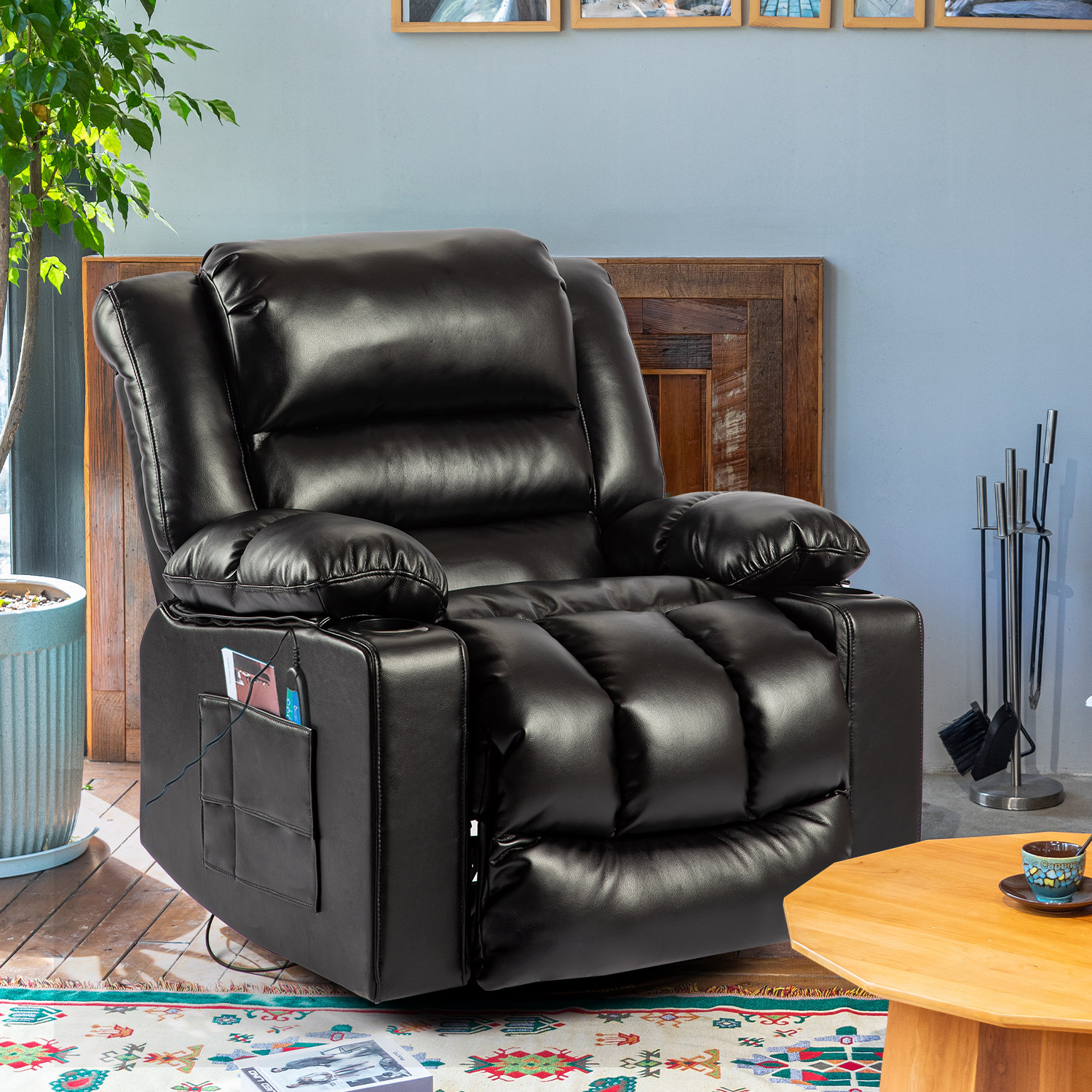 Latitude Run® Guillem 38''W Oversize Recliner Faux Leather Manual Rocking  Recliner with Lumbar Support & Reviews
