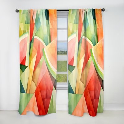 Motif de pastèque Belcourt - vert et jaune II - rideau traditionnel - obscurcissant velours - 1 panneau