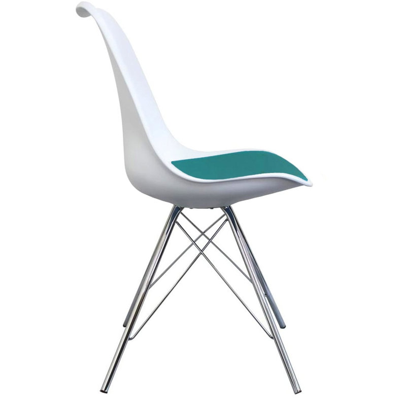 Topeka 45 cm H Upholstered Dining Chair, White/Teal