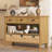 Retro Console Table with 3 Storage Drawers, Entryway Table with 3 Water Hyacinth Woven Baskets-995185352