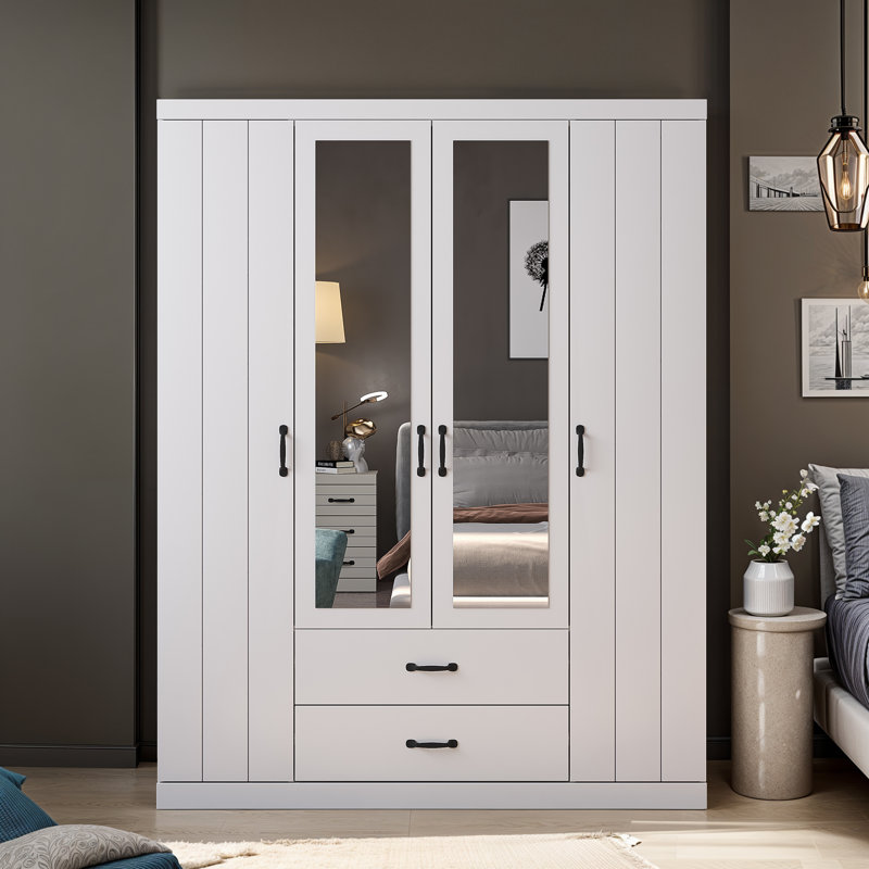 Allington 4 Door 2 Drawer Wardrobe With Mirror, White