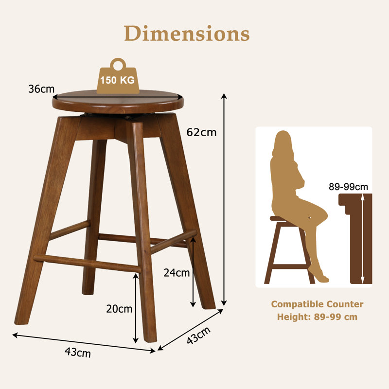 Wuest Swivel Counter Stool with Solid Wood Frame