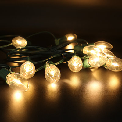 Karrena Electric 45FT 30-Light C9 LED Christmas String Lights with Clips & 7.5'' Ground Stakes, Multicolor