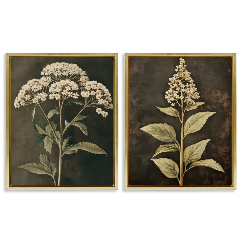 Ensemble de cadres flottants 2 pièces sophistiqués et patinés, dessinés par Petal Prints Design, H 21 po x l 17 po