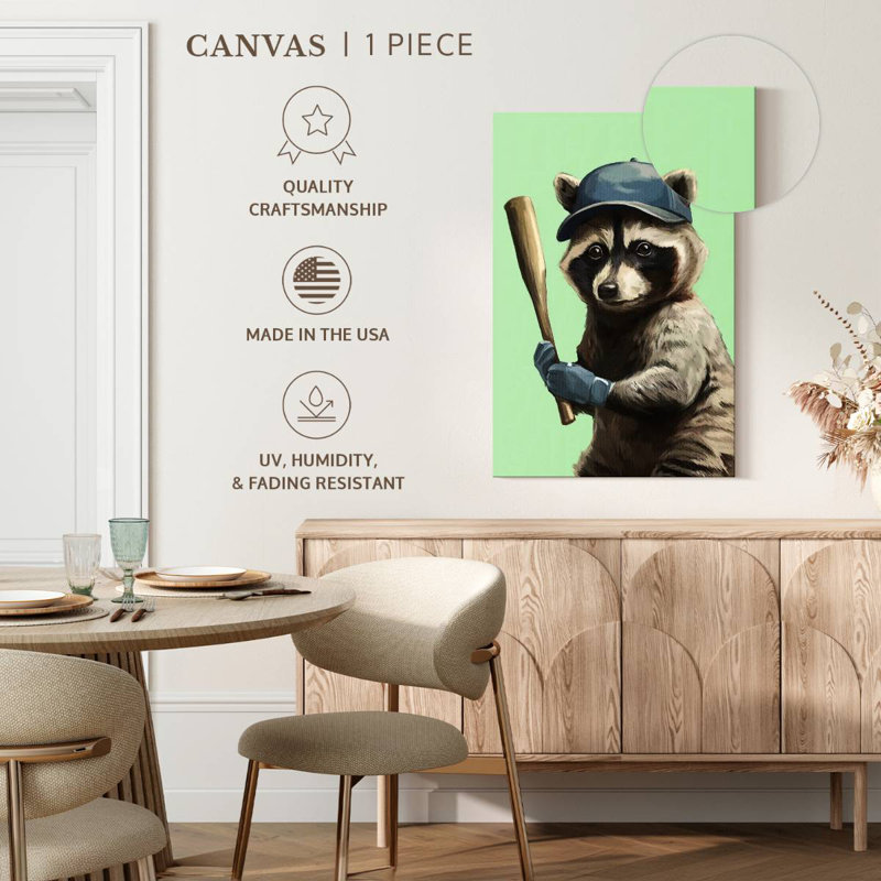 Ketti Sporty Racoon - Baseball, 30" H x 20" W