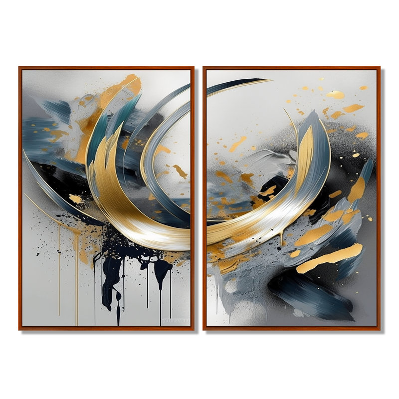 Hartz - art mural abstrait en marbre, Brown, H 36 po x l 48 po, Reproduction avec cadre flottant